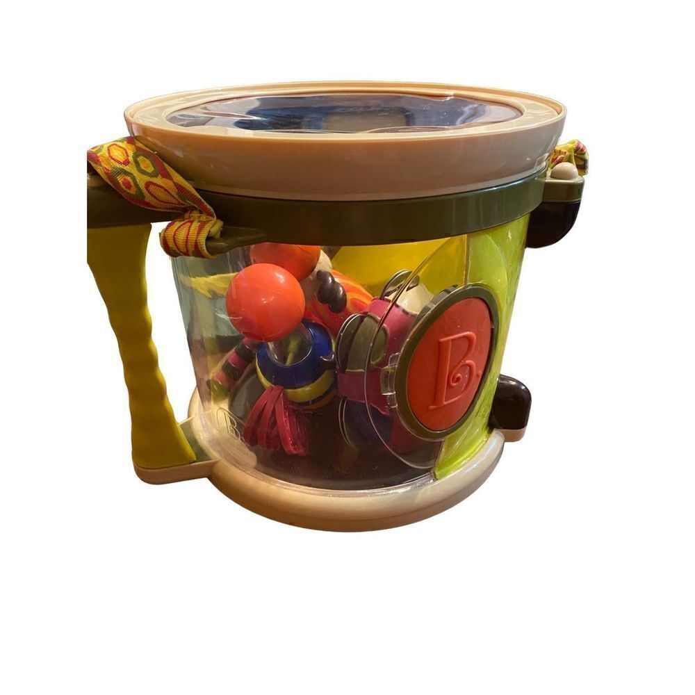 JustB-Byou Toy Drum w Bells, Tambourines, Drumsticks, Shaker. 5 piece